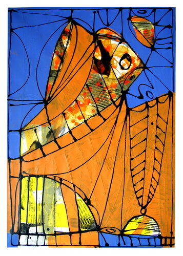 Orangefarbene Figur di Mathias Wunderlich, Opera su carta in vendita su Singulart