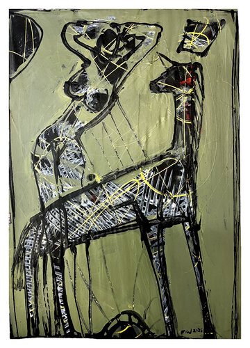 Akt und Einhorn van Mathias Wunderlich, Schilderij te koop op Singulart