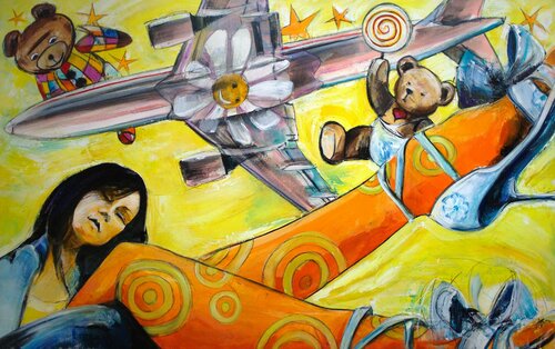 Young Girls Want To Fly di Arno Bruse, Pittura in vendita su Singulart