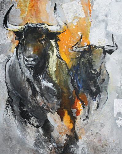 2 Stiere di Arno Bruse, Pittura in vendita su Singulart