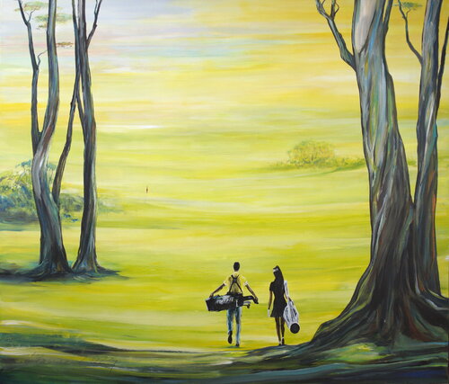 Another precious morning at the green di Arno Bruse, Pittura in vendita su Singulart