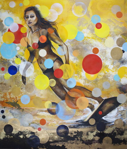 Riding THe Wave On A Golden Day von Arno Bruse, Malerei kaufen auf Singulart
