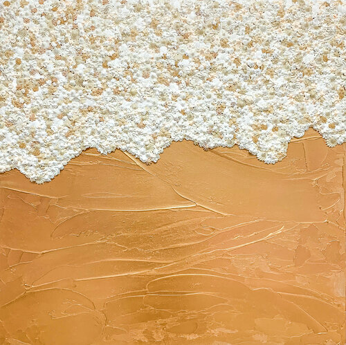 Touch from Above (dripping with kindness 16) gold and cream van Gianna DiBartolomeo, Schilderij te koop op Singulart