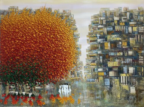 Sunny afternoon street di Trong Thuong Tran, Pittura in vendita su Singulart