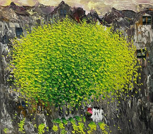 Sunny afternoon street No.2 di Trong Thuong Tran, Pittura in vendita su Singulart