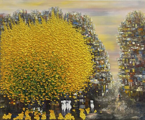 Autumn through the city van Trong Thuong Tran, Schilderij te koop op Singulart