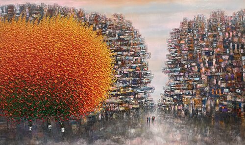 Early autumn across the city di Trong Thuong Tran, Pittura in vendita su Singulart