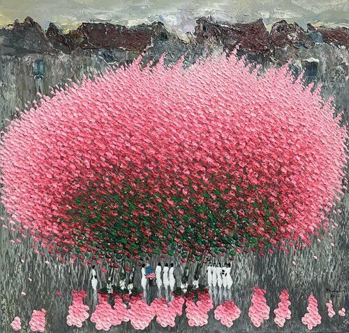 Rain on the street de Trong Thuong Tran, Pintura a la venta en Singulart