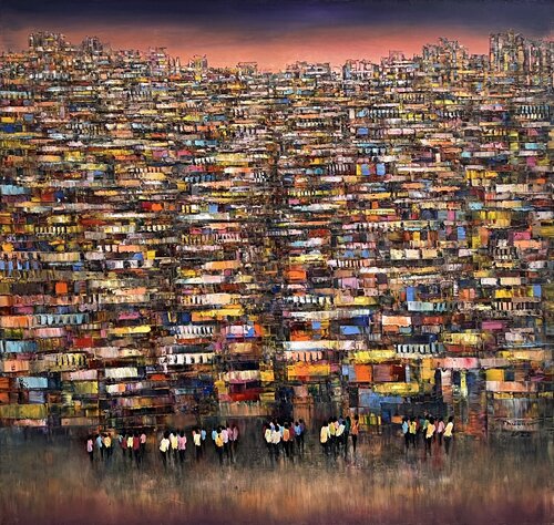Sunset in the heart of the city de Trong Thuong Tran, Pintura a la venta en Singulart