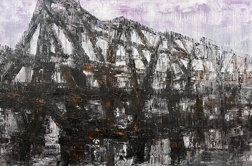 Winter and old bridge par Trong Thuong Tran, Peinture en vente sur Singulart