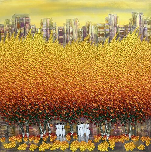 Yellow autumn No.2 by Trong Thuong Tran, Painting for Sale on Singulart