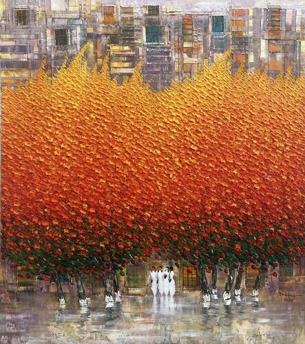 Summer in the schoolyard van Trong Thuong Tran, Schilderij te koop op Singulart
