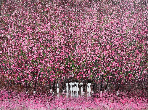 Cherry blossoms in the morning sun von Trong Thuong Tran, Malerei kaufen auf Singulart