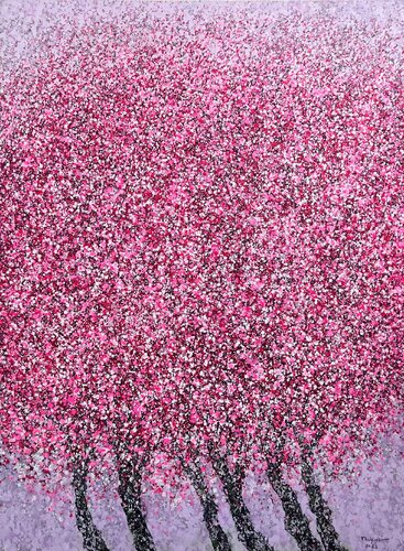 Cherry blossoms in spring von Trong Thuong Tran, Malerei kaufen auf Singulart