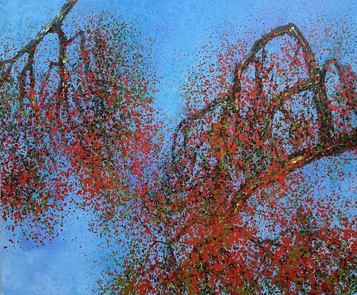 Red flower season van Trong Thuong Tran, Schilderij te koop op Singulart