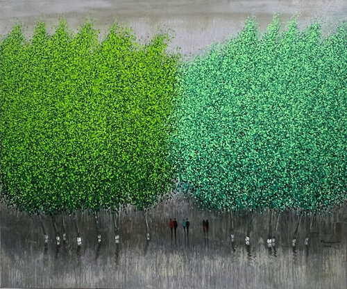 Love in the spring rain by Trong Thuong Tran, Painting for Sale on Singulart