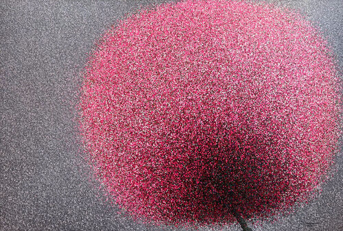 Peach blossoms in spring rain von Trong Thuong Tran, Malerei kaufen auf Singulart