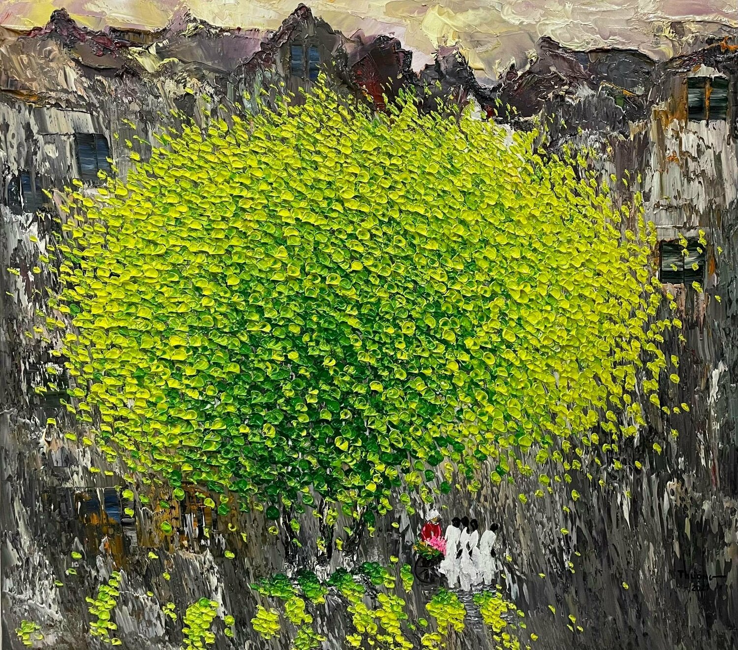 Sunny afternoon street No.2 Trong Thuong Tran Originalgemälde zu verkaufen