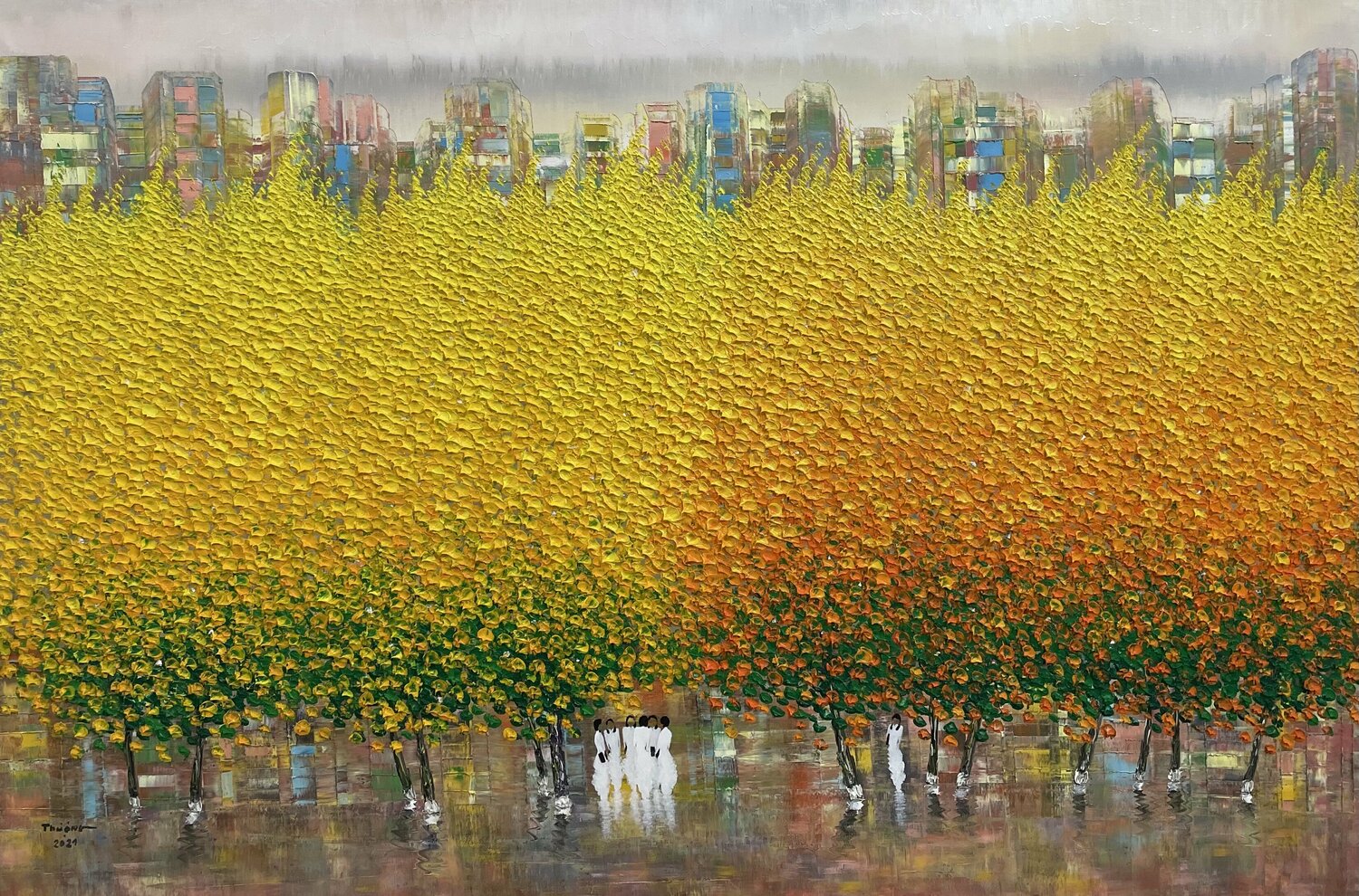 Autumn on the street Trong Thuong Tran Originalgemälde zu verkaufen