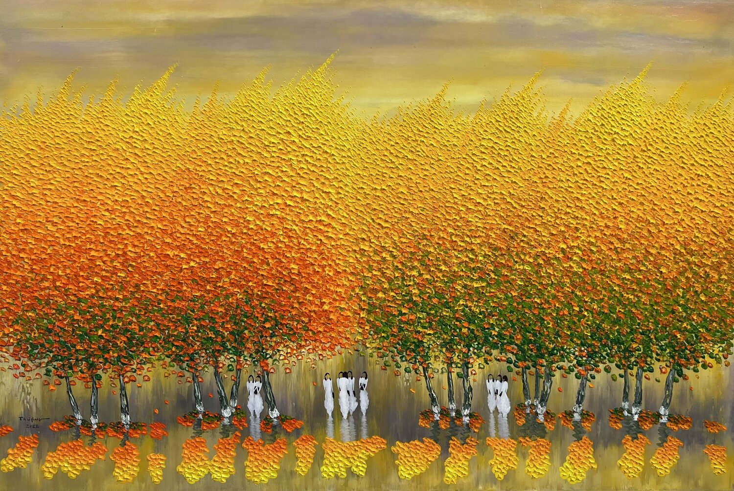 Yellow autumn No.3 Trong Thuong Tran Origineel schilderij te koop
