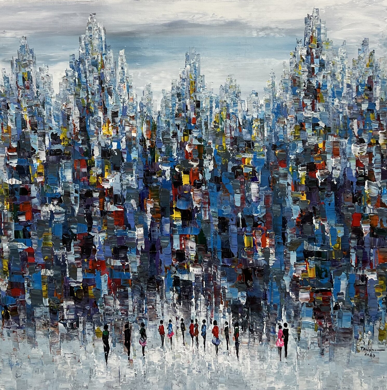 Find happiness in the city Trong Thuong Tran Originalgemälde zu verkaufen