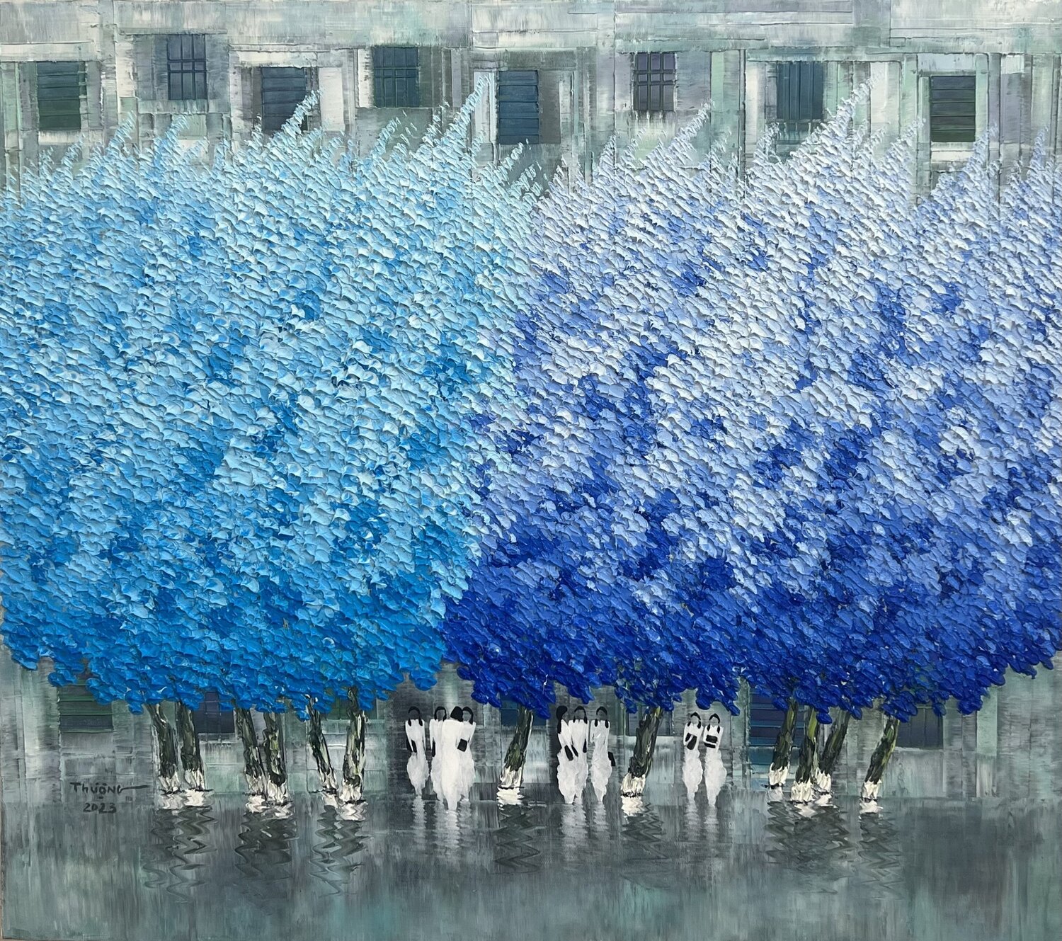 Blue day in the school yard Trong Thuong Tran