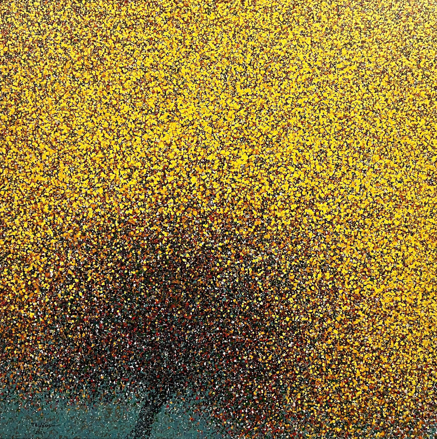 Yellow apricot flowers in the spring wind Trong Thuong Tran Originalgemälde zu verkaufen