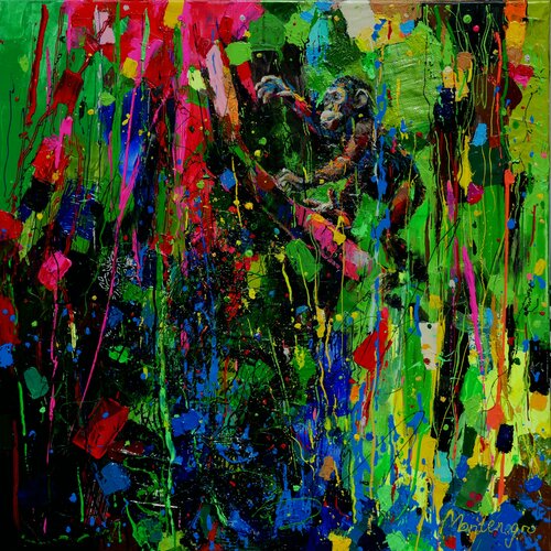 With confidence through the jungle van Miriam Montenegro, Schilderij te koop op Singulart