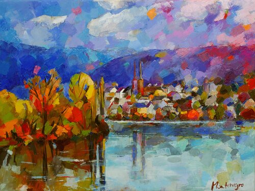 Mosellandschaft, Herbsttag di Miriam Montenegro, Pittura in vendita su Singulart