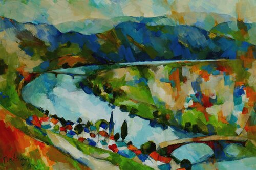 Mosel bei Piesport di Miriam Montenegro, Pittura in vendita su Singulart
