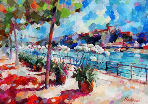 Red shadow promenade van Miriam Montenegro, Schilderij te koop op Singulart