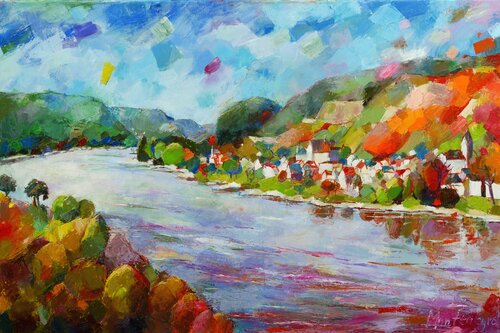 Autumn on the Rhine van Miriam Montenegro, Schilderij te koop op Singulart