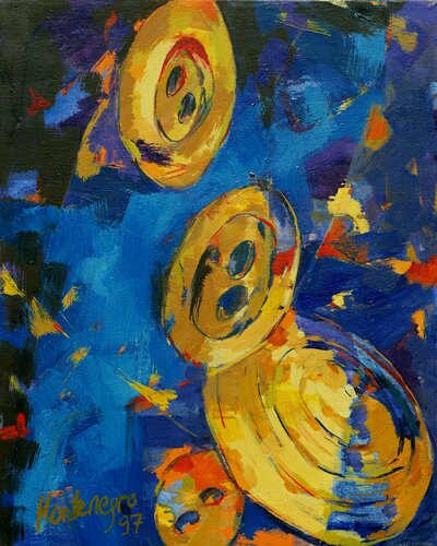 Buttons night flight II von Miriam Montenegro, Malerei kaufen auf Singulart