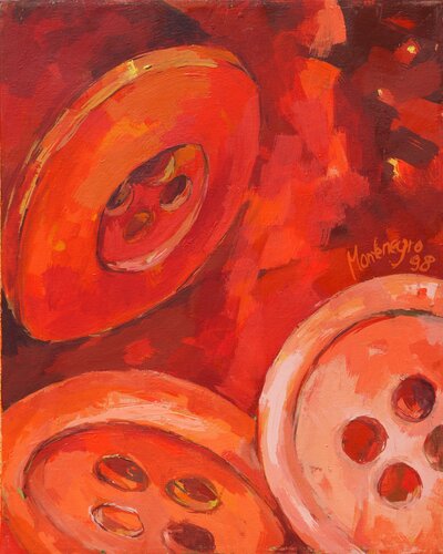 Red button love von Miriam Montenegro, Malerei kaufen auf Singulart