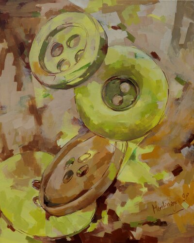 Button space II von Miriam Montenegro, Malerei kaufen auf Singulart