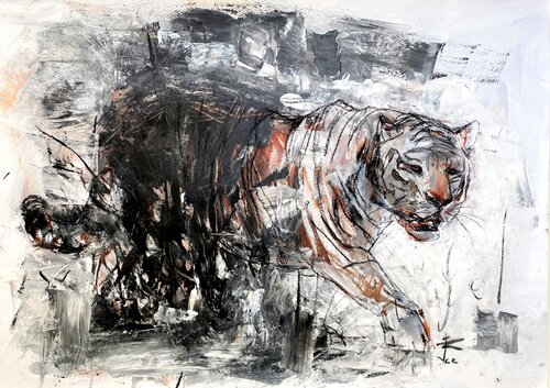 Shadow Tiger by Judith Riemer, Drawing for Sale on Singulart