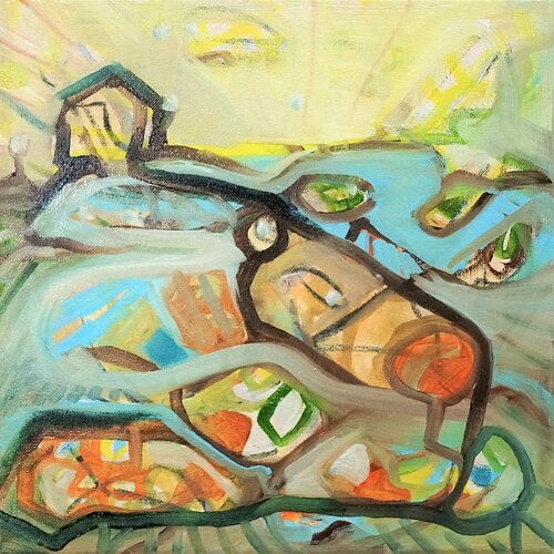 Tiny Home with a View van Judith Riemer, Schilderij te koop op Singulart