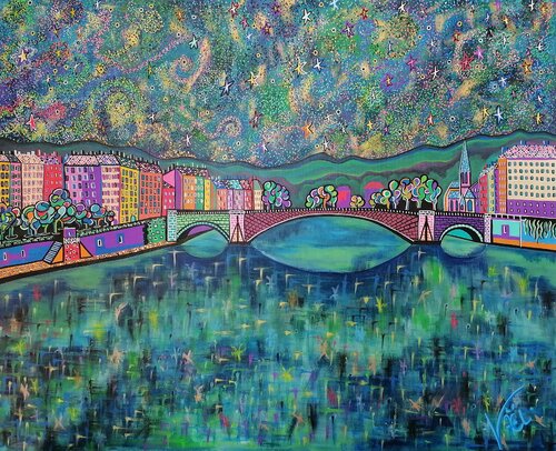Quais de Saône étoilés di Kaël, Pittura in vendita su Singulart
