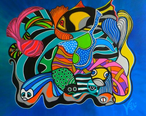 Fantastic Fishes van Kaël, Schilderij te koop op Singulart