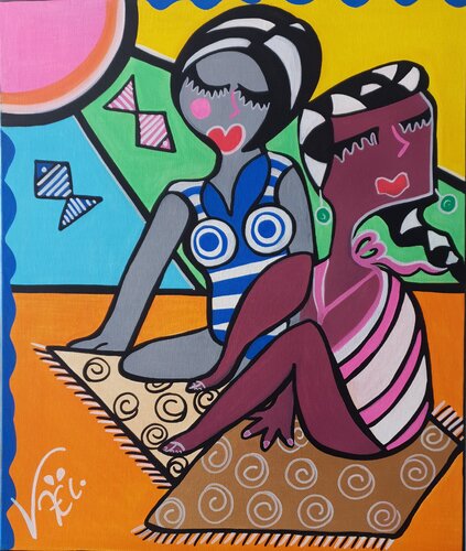 Copines à la plage van Kaël, Schilderij te koop op Singulart