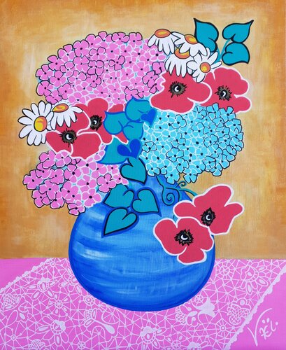 Le bouquet de la Bigoudène van Kaël, Schilderij te koop op Singulart