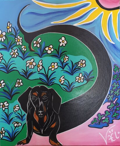 Teckel forever van Kaël, Schilderij te koop op Singulart