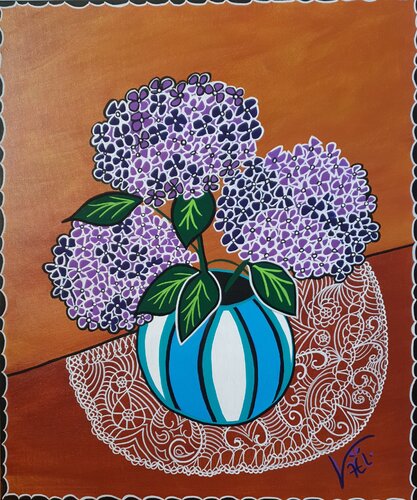Purple Hydrangeas von Kaël, Malerei kaufen auf Singulart