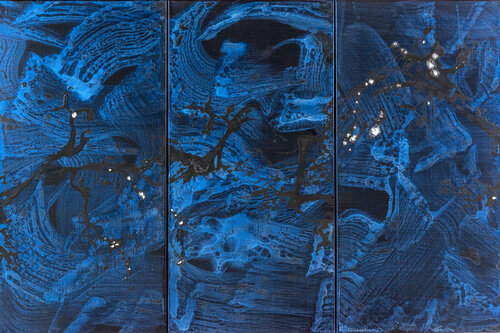 Le jardin du Temps perdu, Nuit 0. Triptyque de Odile CARITEAU, Pintura a la venta en Singulart