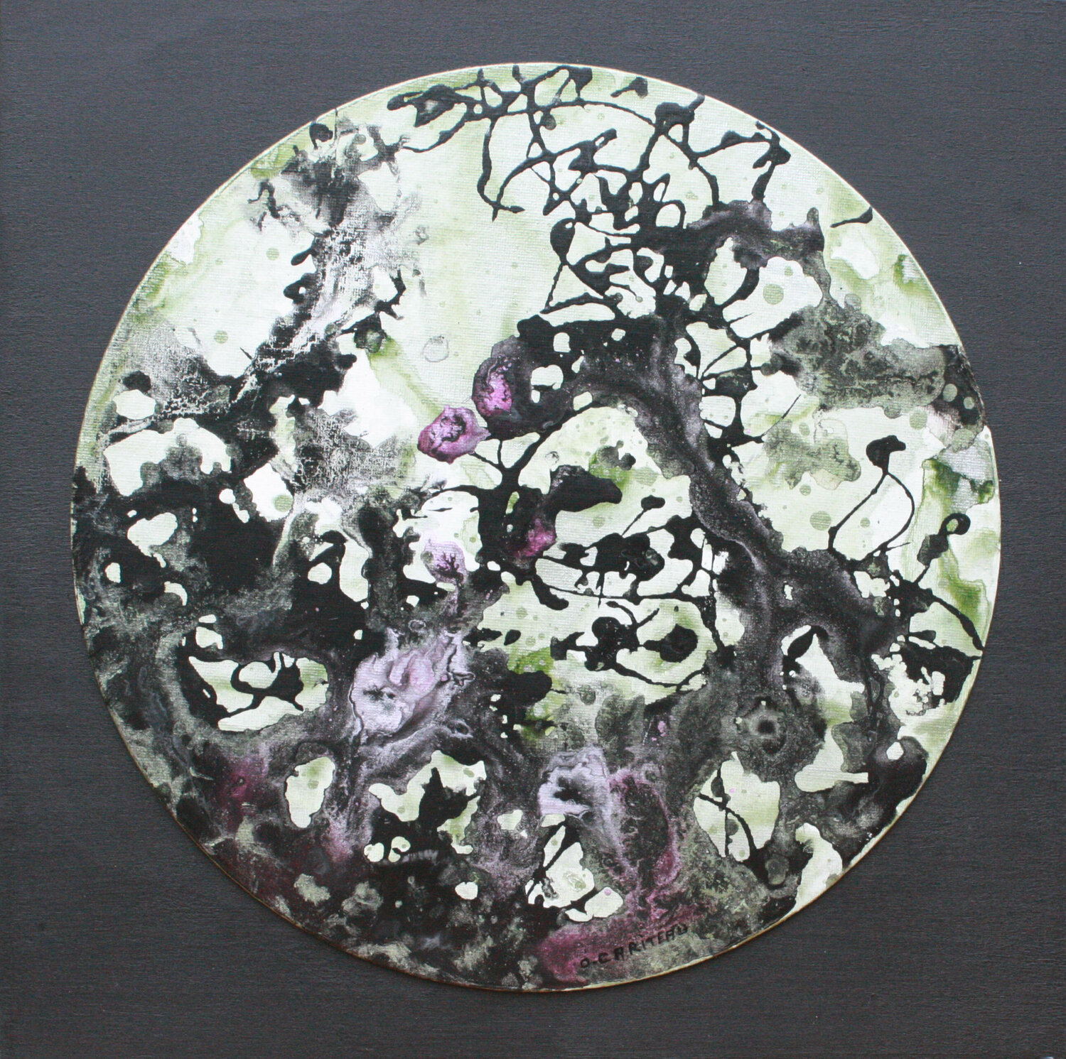 Le jardin du Temps perdu V. Diamètre 30 cm Odile CARITEAU Originalgemälde zu verkaufen