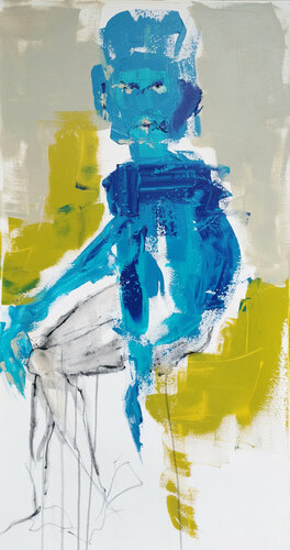 sitting on a green chair van Tepe Kraus, Schilderij te koop op Singulart