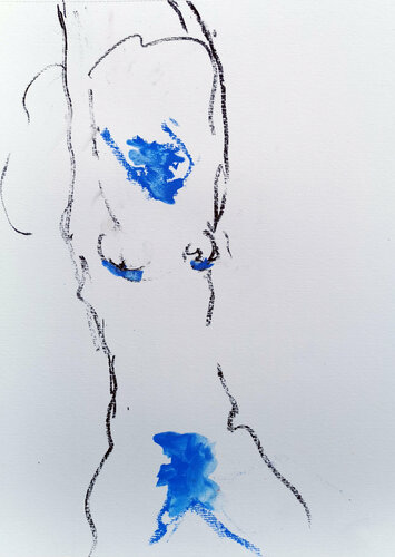 blue series no 1 van Tepe Kraus, Werk op papier te koop op Singulart