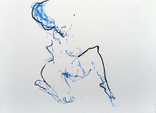 blue series no 2 van Tepe Kraus, Werk op papier te koop op Singulart