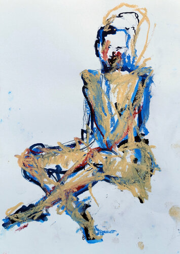 blue series no 3 van Tepe Kraus, Werk op papier te koop op Singulart