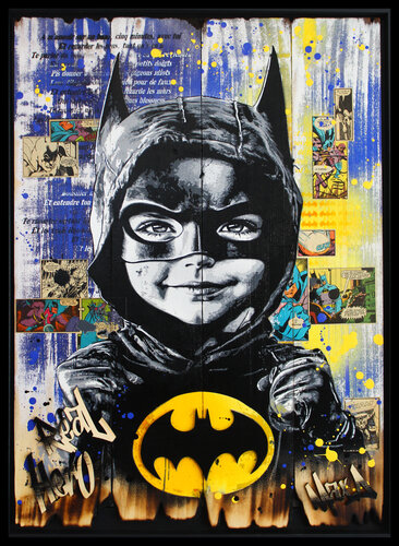 burnt wood " real hero " by Maxime Andriot, 회화 for Sale on Singulart